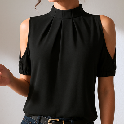 Belle™ | Blusa Elegante de Manga Corta con Detalles de Hombros Descubiertos