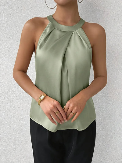 Ivelise™ | Blusa satinada con cuello halter elegante