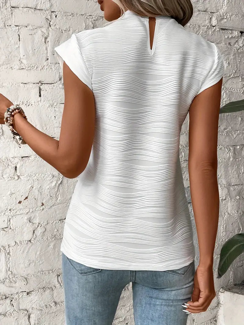 Silona™ | Top sin mangas con textura ondulada y cuello alto