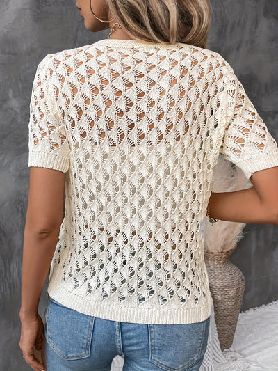 Evé™ | Top de Punto con Diseño Calado para un Look Fresco y Elegante