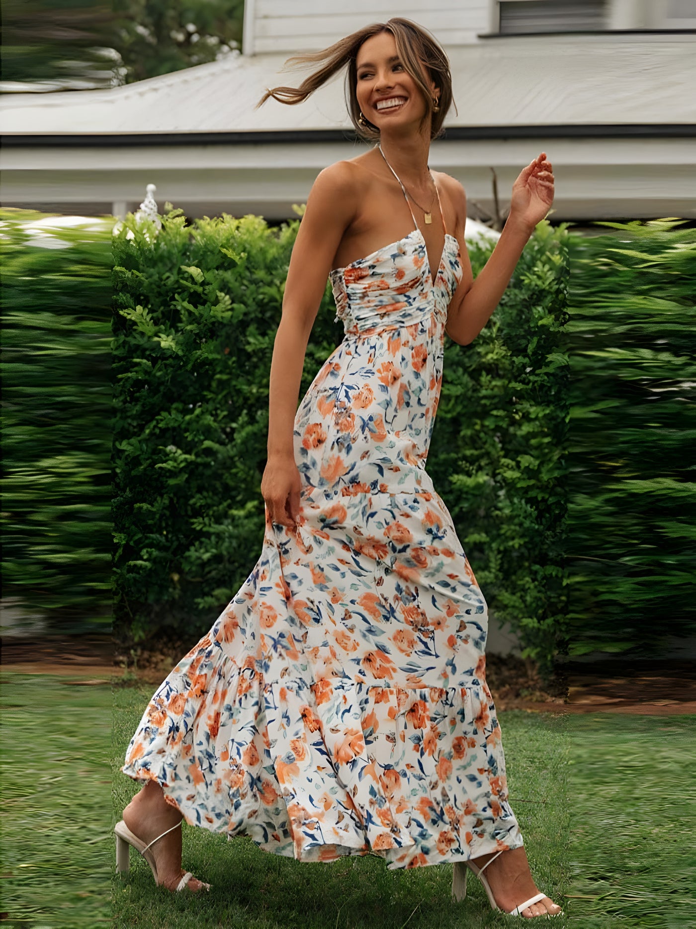 Lucía™ | Vestido Largo con Estampado Floral – Siente la brisa, vive la belleza