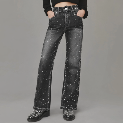 Lalina™ | Jeans de Mezclilla con Detalles de Tachuelas para un Look Audaz