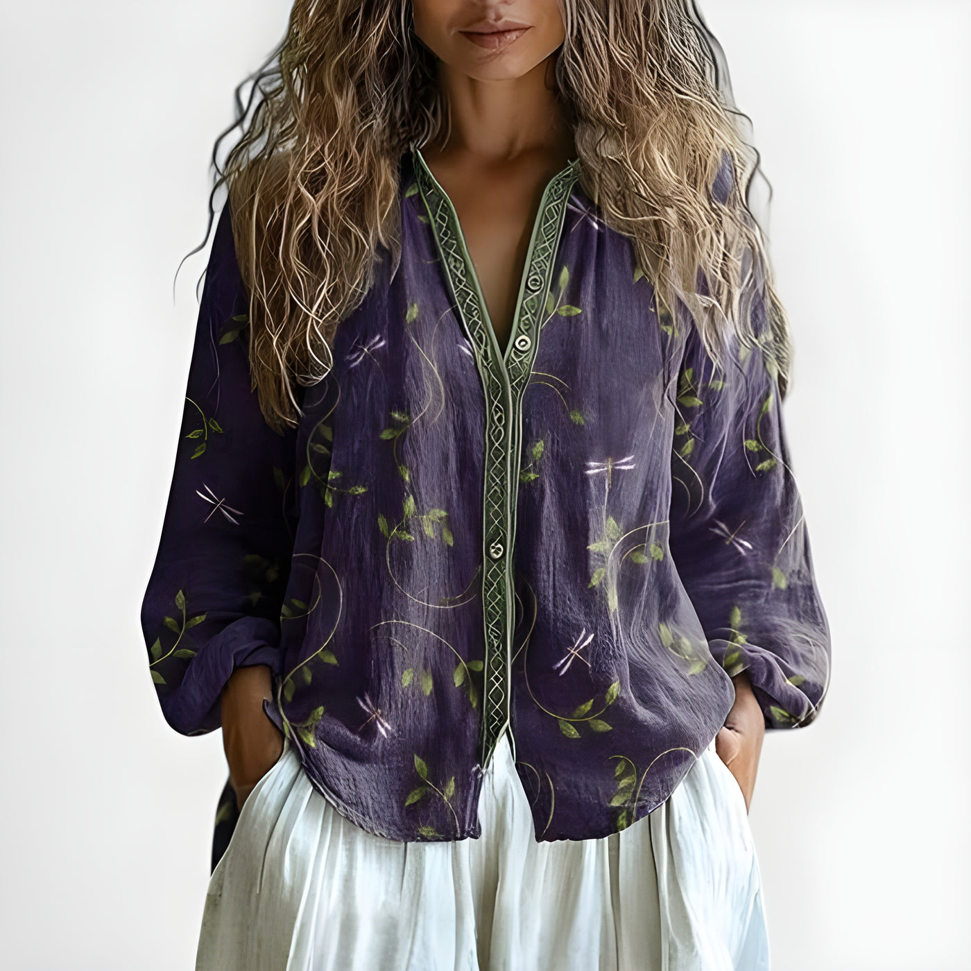 Luisa™ | Blusa boho ligera con estampado botánico