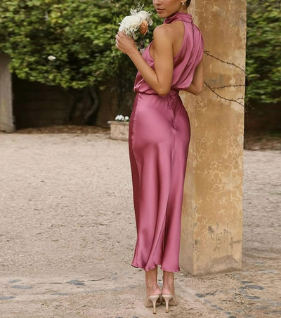 Camila™ | Vestido Satinado de Fiesta con Elegancia Asimétrica