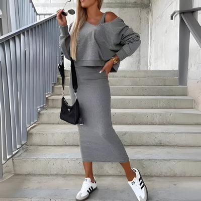 Solina™ | Conjunto de Falda y Sudadera Elegante