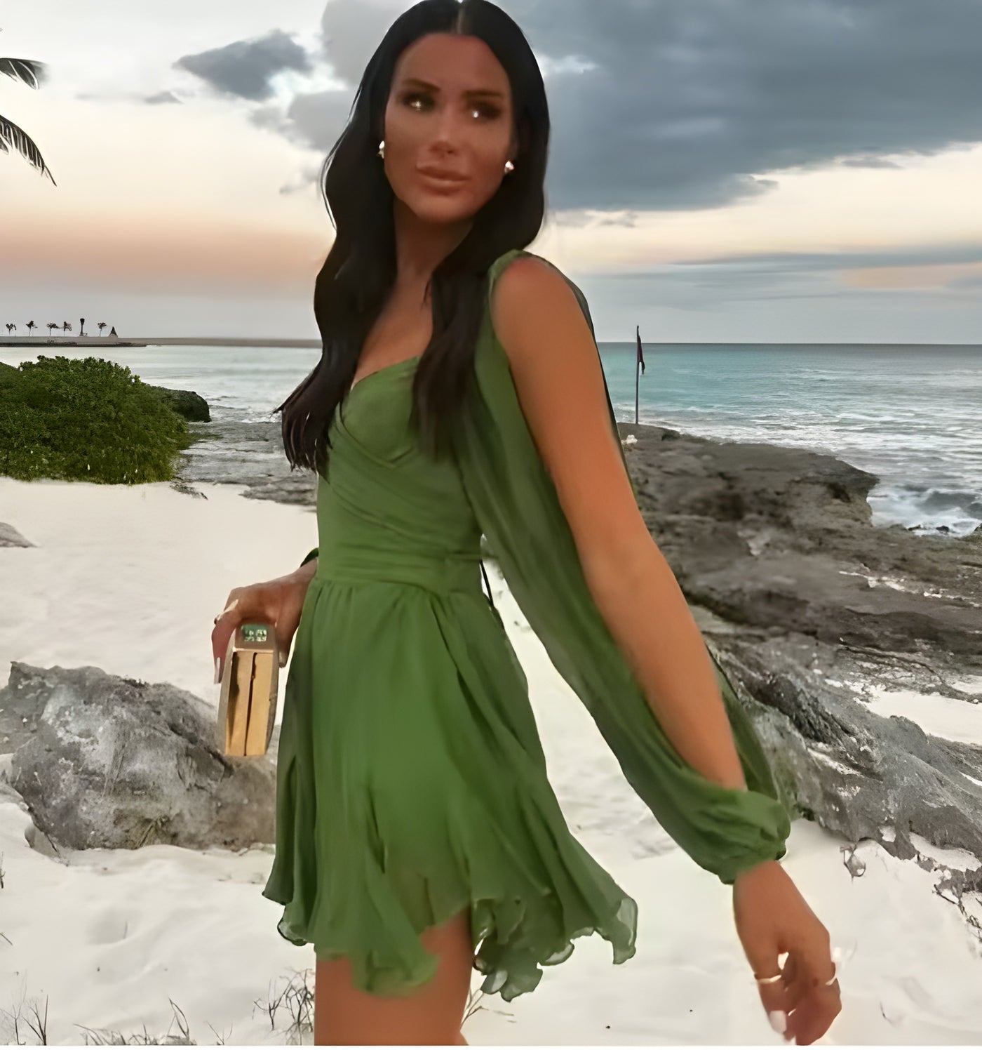 Noa™ | Vestido corto negro con mangas vaporosas