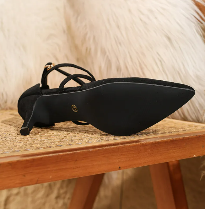 Miyana™ | Tacones de Ante con Tiras Cruzadas