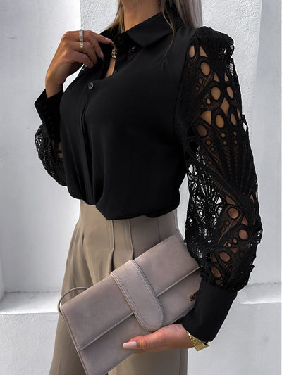 Ana™ | Blusa Satinada con Mangas de Encaje