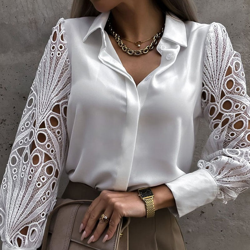 Ana™ | Blusa Satinada con Mangas de Encaje