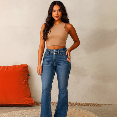 Mary™ | Jeans flare de tiro alto con efecto estilizador